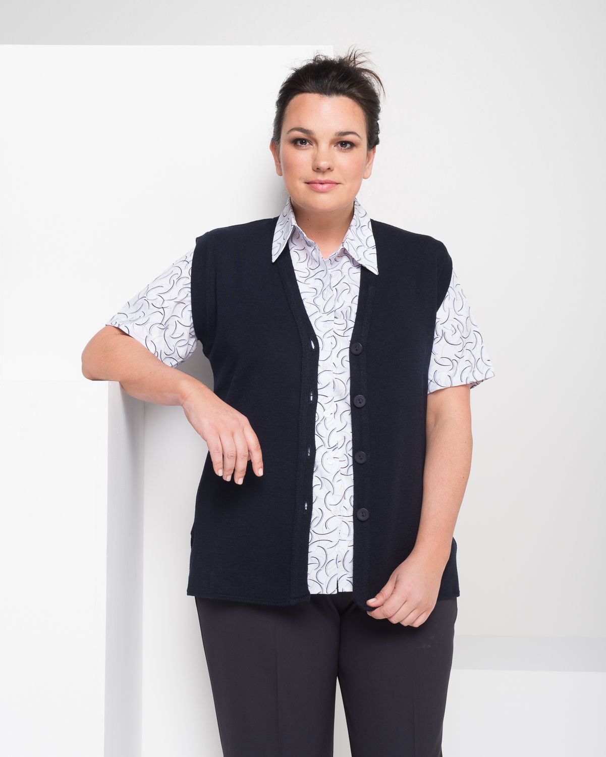 Womens Button Front Knit Vest Biz Care NZ v9306.1blu.de